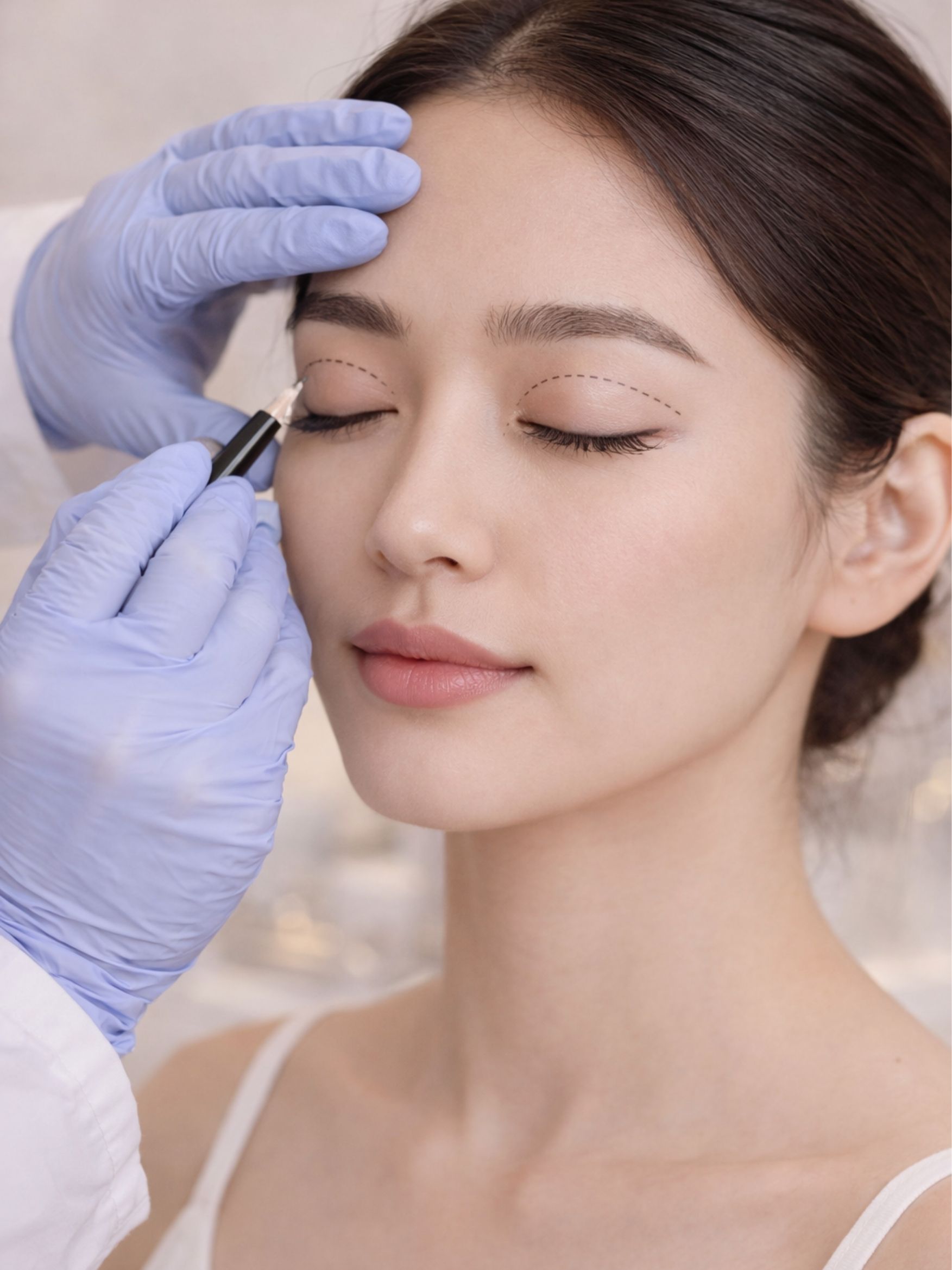 Asian eyelid surgery procedure with precise upper eyelid contour markings