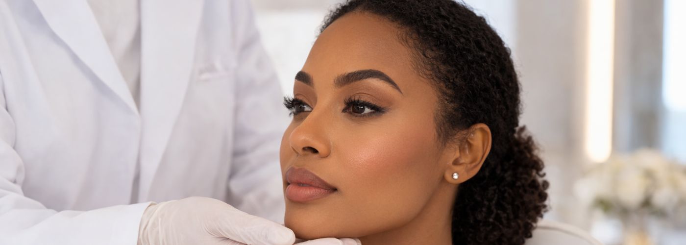 Expert consultation at Aestira focused on African American plastic surgery procedures, designed to enhance natural beauty while preserving unique facial harmony and features.
